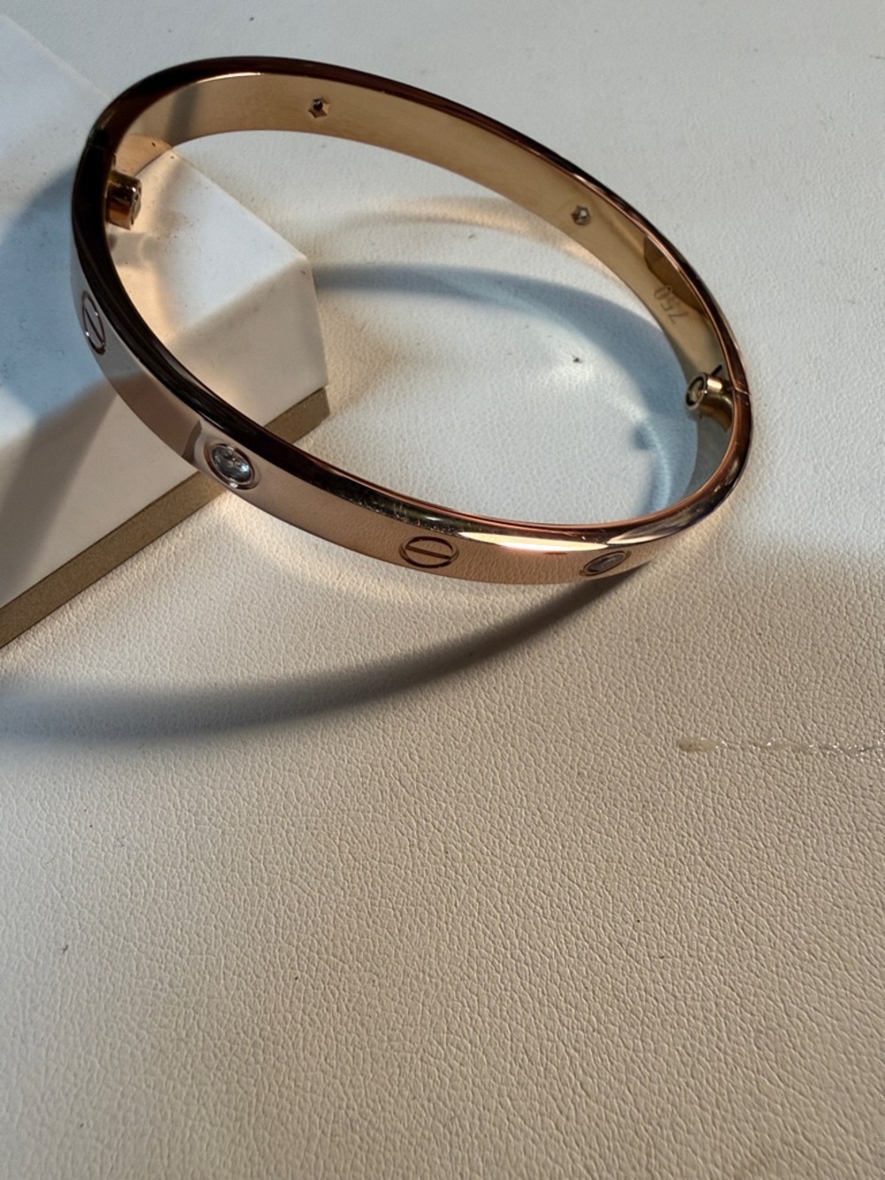 Rose Gold Screw Motif Love Bangle Bracelet crystals rhinestones Stainless Steel